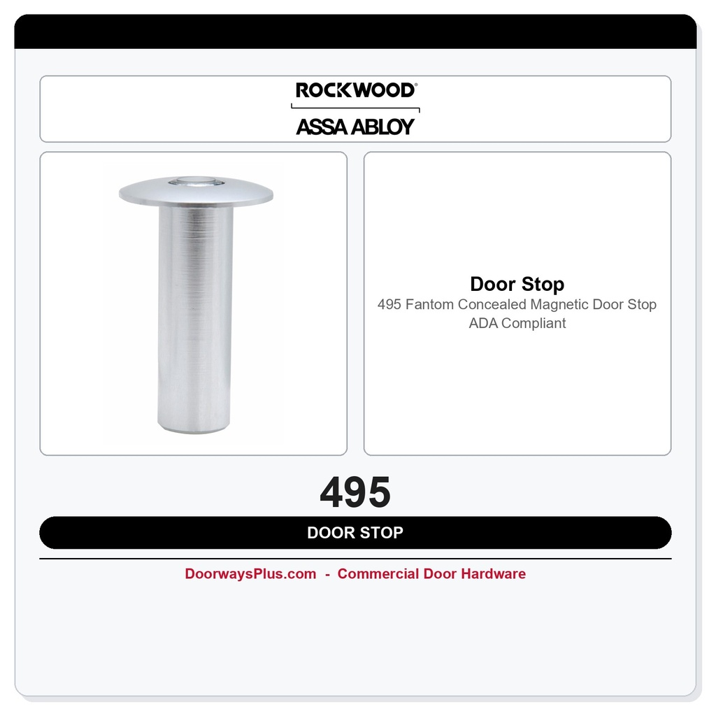 Rockwood 495 Fantom Concealed Magnetic Door Stop – ADA Compliant