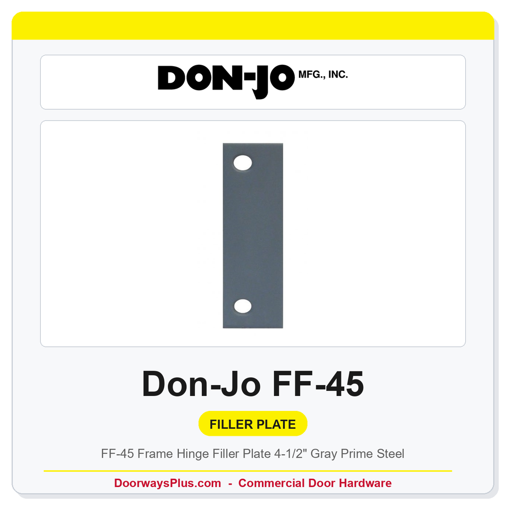 Don-Jo FF-45 Frame Hinge Filler Plate 4-1/2" Gray Prime Steel