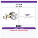 Accentra D222 Double Cylinder Deadbolt – ANSI Grade 2, 2-3/4" Backset, UL Listed