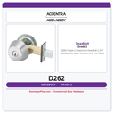 Accentra D262 Grade 2 Classroom Deadbolt | 2-3/4" Backset | 626 Satin Chrome | 3-Hr Fire Rated