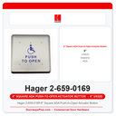 Hager 2-659-0169 6" Square ADA Push-to-Open Actuator Button | US32D Stainless