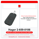 Hager 2-659-0186 Wireless Transmitter 433 MHz Keyring Remote – Automatic Door