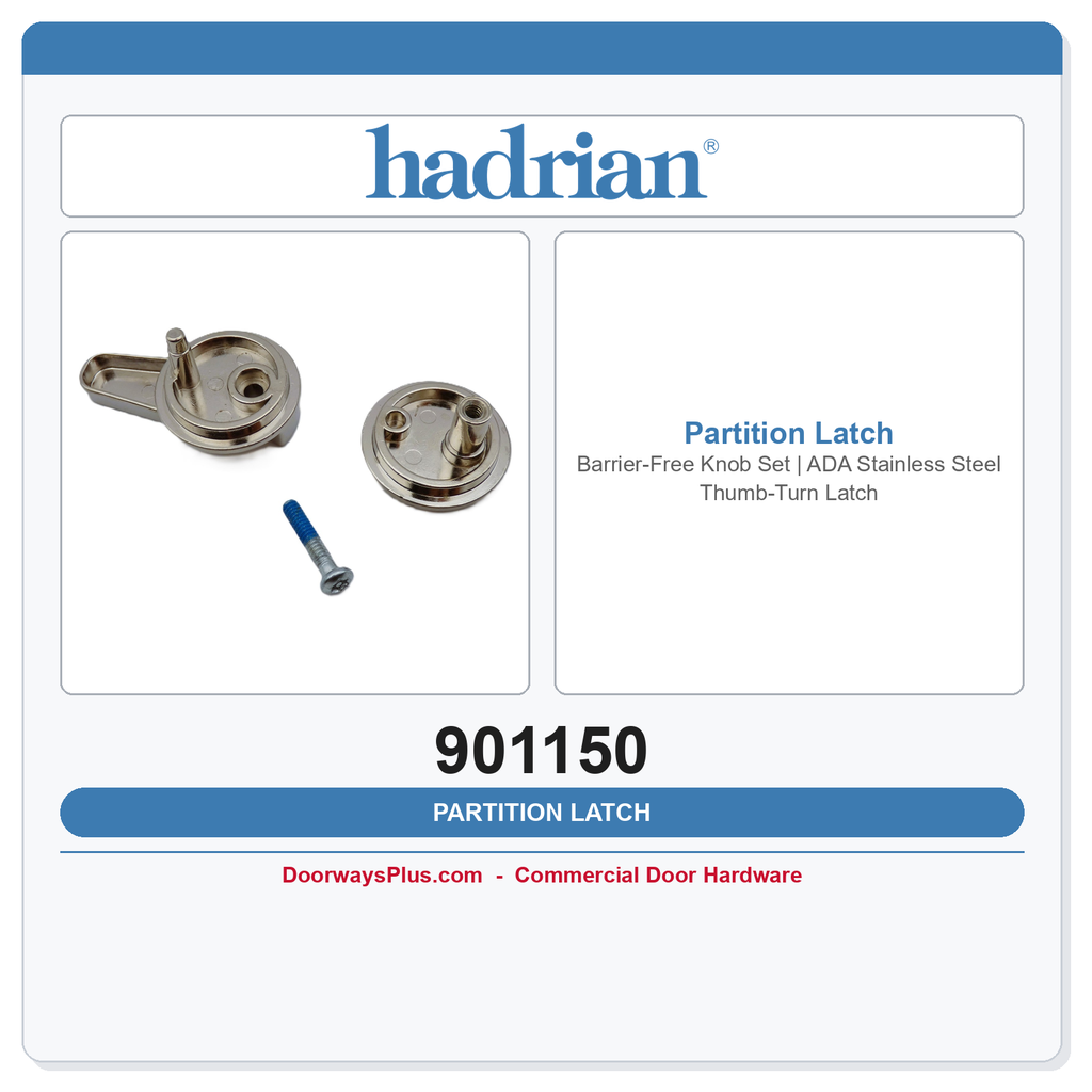 Hadrian 901150 Barrier-Free Knob Set | ADA Stainless Steel Thumb-Turn Latch