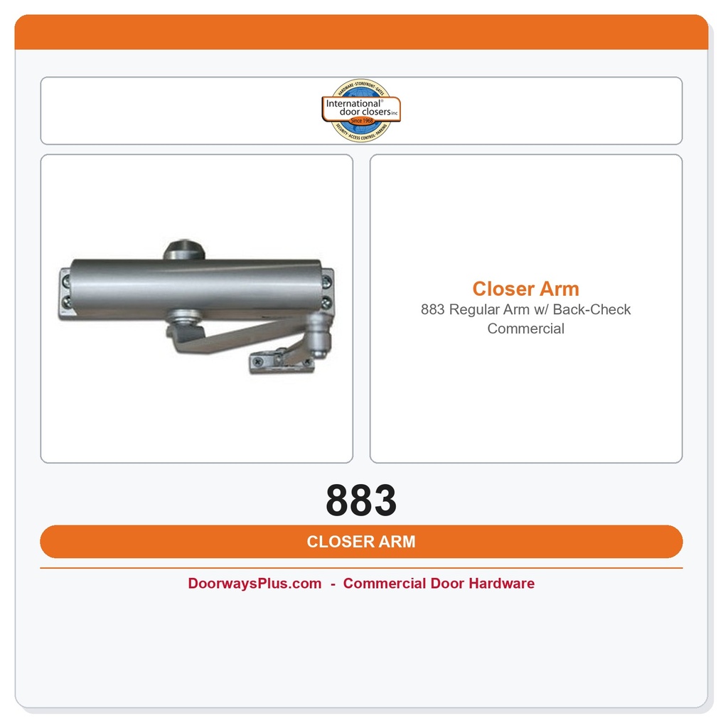 International Door Closer 883 Regular Arm w/ Back-Check Commercial