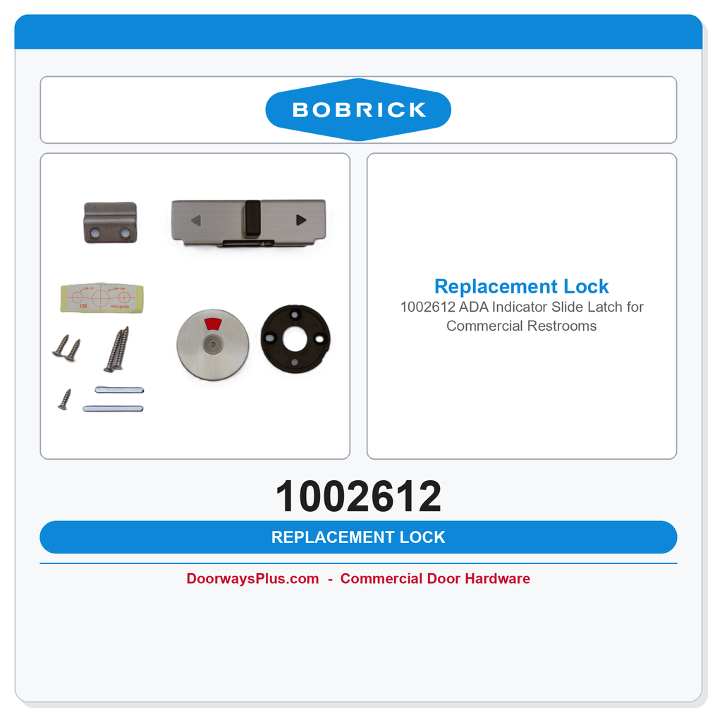 Bobrick 1002612 ADA Indicator Slide Latch for Commercial Restrooms