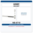 Sargent NB-8710 Surface Vertical Rod Exit Device Less Bottom Rod