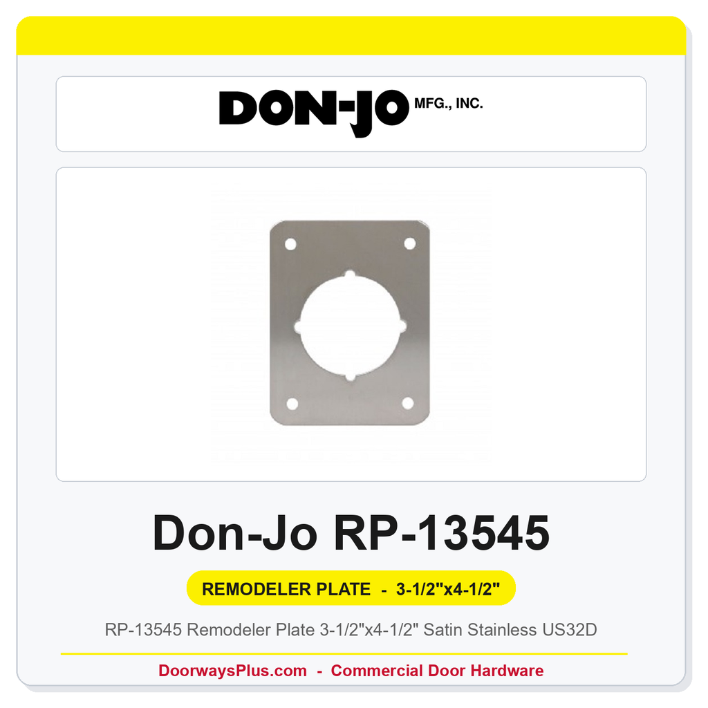 Don-Jo RP-13545 Remodeler Plate 3-1/2"x4-1/2" Satin Stainless US32D