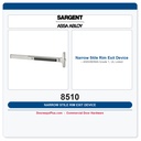 Sargent 8510 Narrow Stile Rim Exit Device – ANSI/BHMA Grade 1, UL Listed