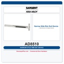 Sargent AD8510 Narrow Stile Rim Exit Device – Aluminum & Glass Doors
