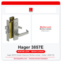 Hager 3857E Intruder Classroom Mortise Lockset – Grade 1 ANSI F32