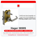 Hager 3850S Grade 1 Sectional Mortise Lockset – Office Function ANSI F04