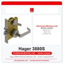 Hager 3880S Storeroom Mortise Lock – Grade 1 Sectional Trim | ANSI F07