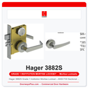 Hager 3882S Grade 1 Institution Mortise Lockset – ANSI F30 Sectional Trim