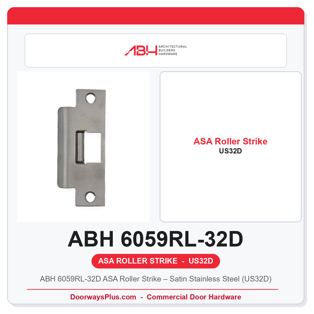 ABH 6059RL-32D ASA Roller Strike – Satin Stainless Steel (US32D)