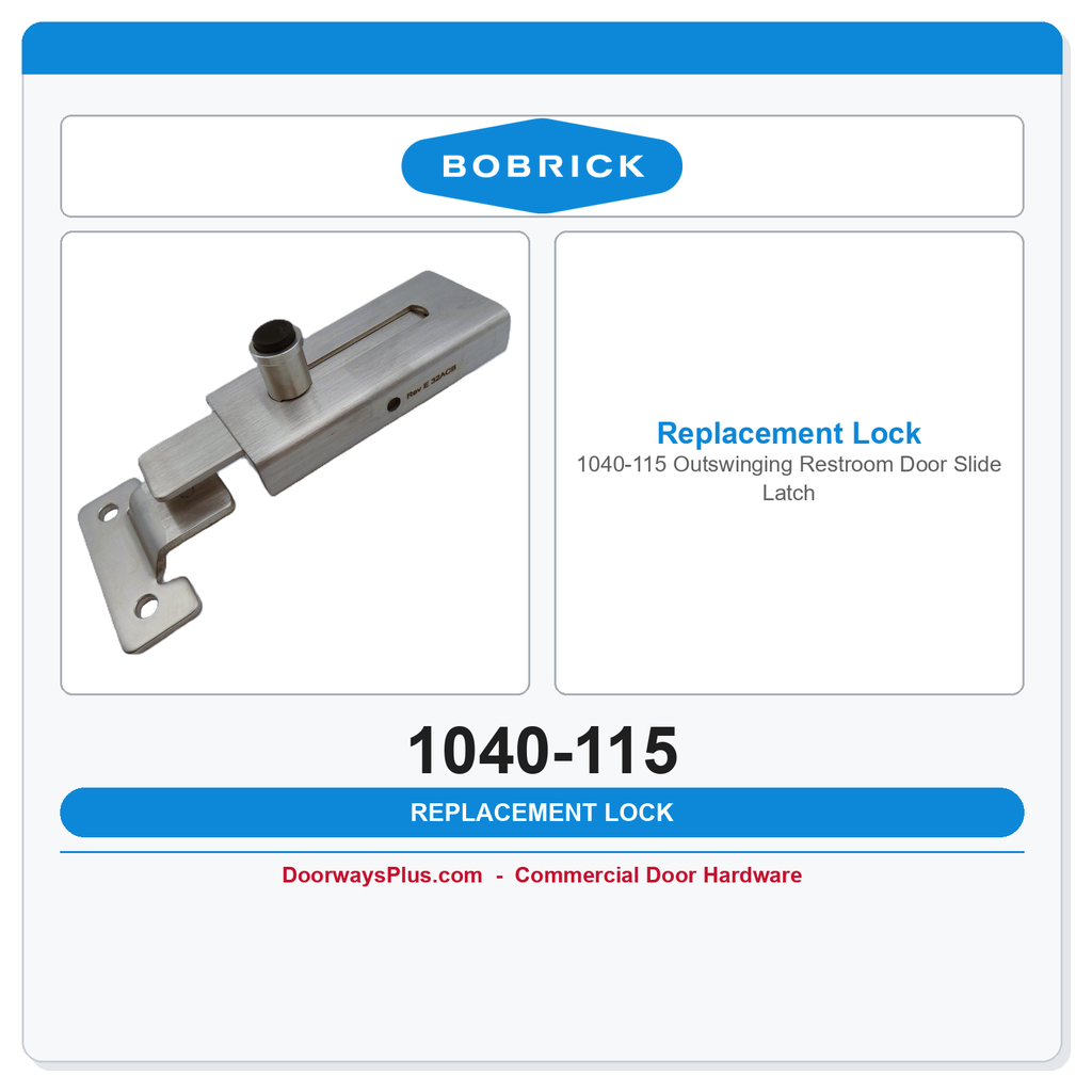 Bobrick 1040-115 Outswinging Restroom Door Slide Latch