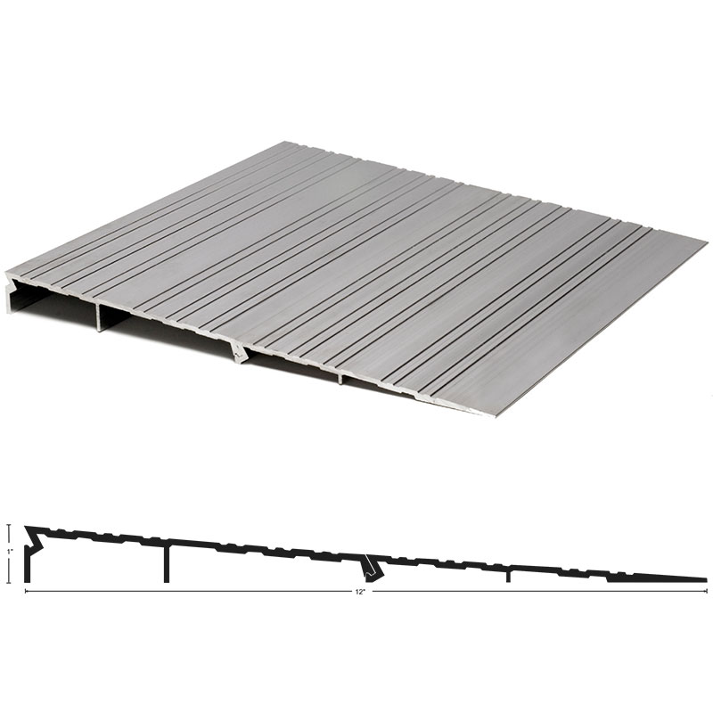 NGP R100 ADA Interlocking Wheelchair Ramp Threshold – 12" x 1" Aluminum