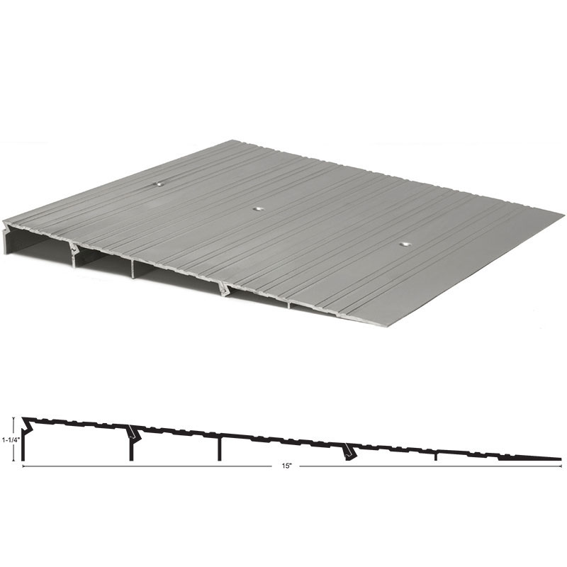 NGP R125 ADA Interlocking Wheelchair Ramp – 15" W x 1-1/4" H Aluminum