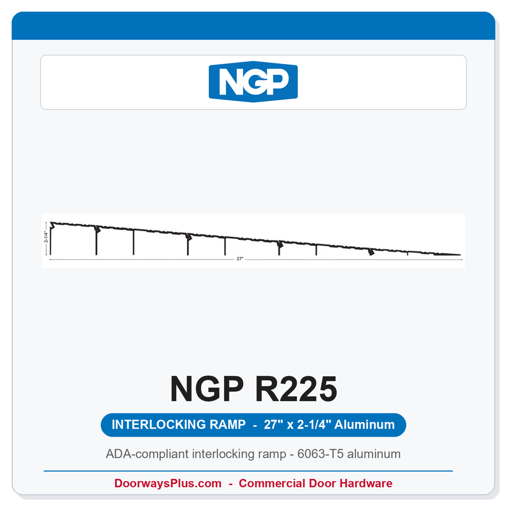 NGP R225 ADA Interlocking Wheelchair Ramp Threshold 27" W x 2-1/4" H – Aluminum | National Guard Products
