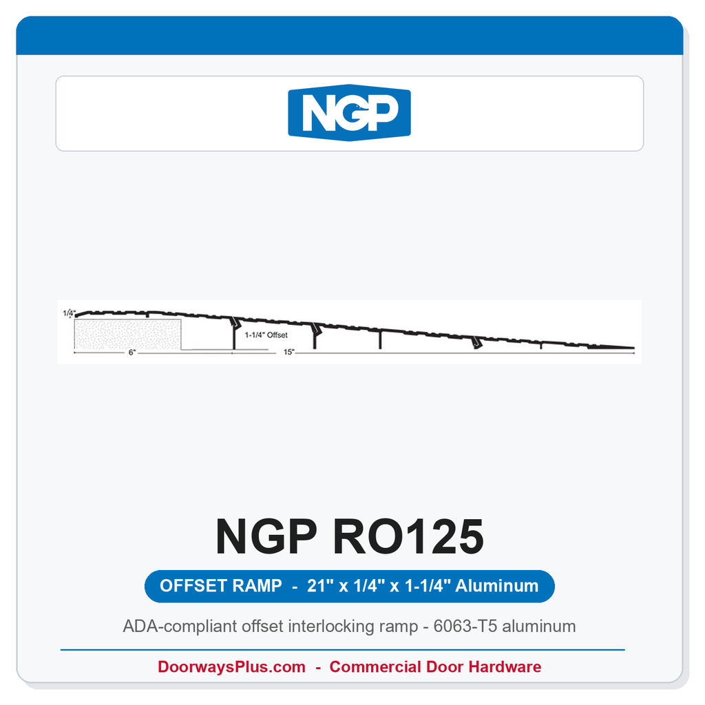 NGP RO125 ADA Offset Interlocking Wheelchair Ramp Threshold 21" x 1/4" x 1-1/4" – National Guard Products