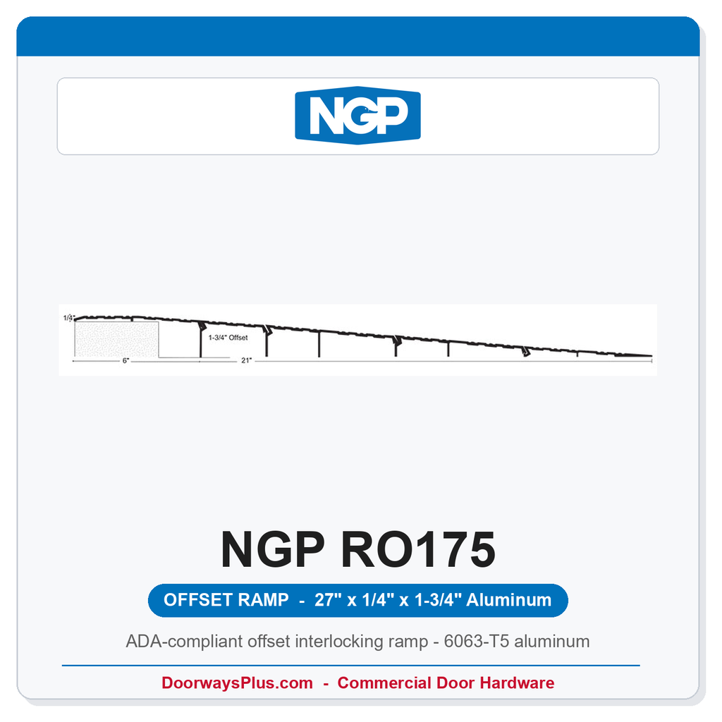 NGP RO175 ADA Offset Interlocking Wheelchair Ramp Threshold 27" x 1/4" x 1-3/4" | National Guard Products