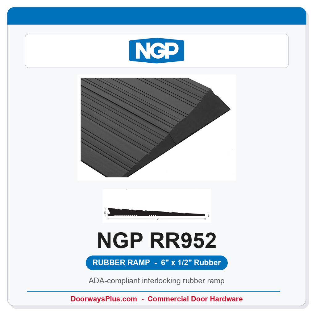 NGP RR952 ADA Interlocking Rubber Wheelchair Ramp – 6" Wide x 1/2" High