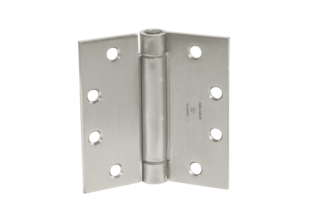 McKinney 1552 Full Mortise Spring Hinge 4-1/2x4-1/2 US32D Satin Stainless Steel