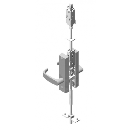 Sargent 700146-ETL-26D Vertical Rod Multi Point Lock, 84"- 96" Door Height, Blank Plate x Free Wheeling Key Operates Lever 