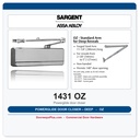 Sargent 1431 OZ Powerglide Door Closer – Deep Frame Reveal Arm, 2-1/8"–5", Top Jamb, ANSI Grade 1