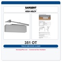 Sargent 351 OT Powerglide Door Closer – Pull Side Track Arm | ANSI Grade 1 Heavy Duty