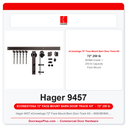 Hager 9457 eConestoga 72" Face Mount Barn Door Track Kit – ANSI/BHMA Grade 1, 250 lb