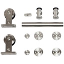 Hager 9432 78" Stainless Steel Barn Door Track Set and Hardware Kit with Round Rail Track and Top Mount Hangers for Wood Doors