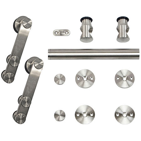 Hager 9436 78" Barn Door Track Set | Stainless Steel Round Rail