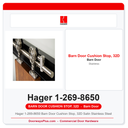 Hager 1-269-8650 Barn Door Cushion Stop, 32D Satin Stainless Steel