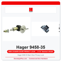 Hager 9458 35 Barn Door Privacy Lock | ADA Thumbturn | 3-1/2" Backset | US32D