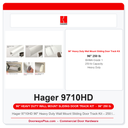 Hager 9710HD 96" Heavy Duty Wall Mount Sliding Door Track Kit – 250 lb BHMA Grade 1