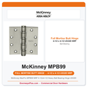 McKinney MacPro MPB99 NRP 4-1/2x4-1/2 Heavy Ball Bearing Hinge US32D