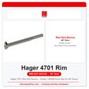 Hager 4701 Rim Exit Device – Grade 1 BHMA Panic Bar for 48" Doors