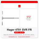 Hager 4701 SVR FR Fire Rated Exit Device – 36" x 96" Grade 1 SVR for 8' Doors