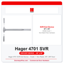 Hager 4701 SVR Exit Device – Grade 1, Non-Rated, 48" x 96" Door