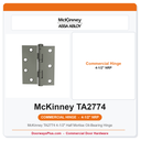 McKinney TA2774 4-1/2" Half Mortise Oil-Bearing Hinge | USP Primed Steel | NRP
