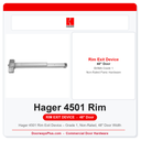 Hager 4501 Rim Exit Device – Grade 1, Non-Rated, 48" Door Width