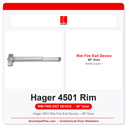 Hager 4501 Rim Fire Exit Device – 48" Door | UL Listed Grade 1 ANSI/BHMA