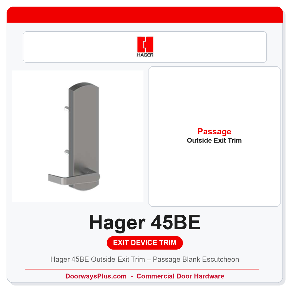 Hager 45BE Outside Exit Trim – Passage Blank Escutcheon | Hager 4500 Series
