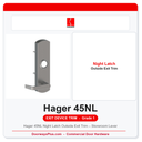Hager 45NL Night Latch Outside Exit Trim – Storeroom Lever | 4500 Series | ANSI Grade 1
