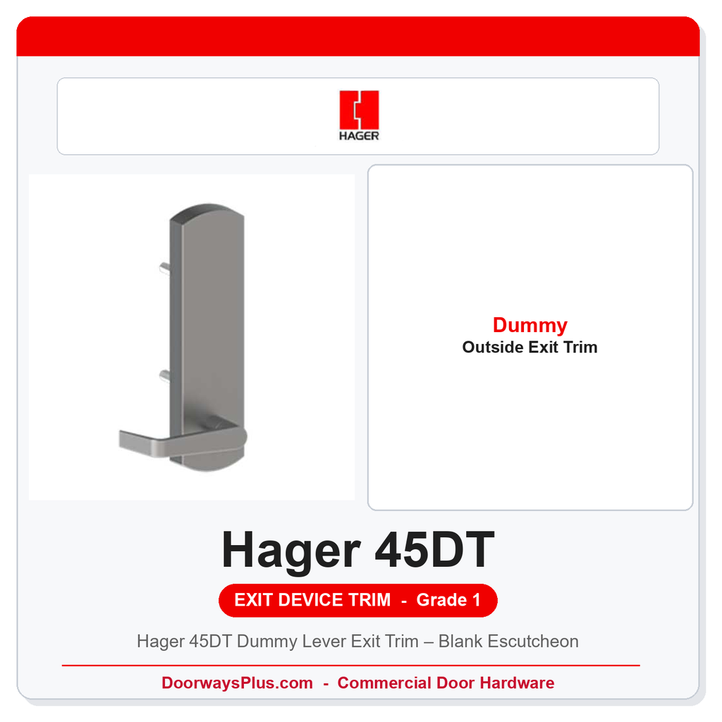 Hager 45DT Dummy Lever Exit Trim – Blank Escutcheon | Grade 1