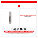 Hager 45PD Dummy Pull Handle Outside Exit Trim | 4500 Series