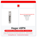 Hager 45PN Storeroom Pull Handle Outside Exit Trim – ANSI 03 Grade 1