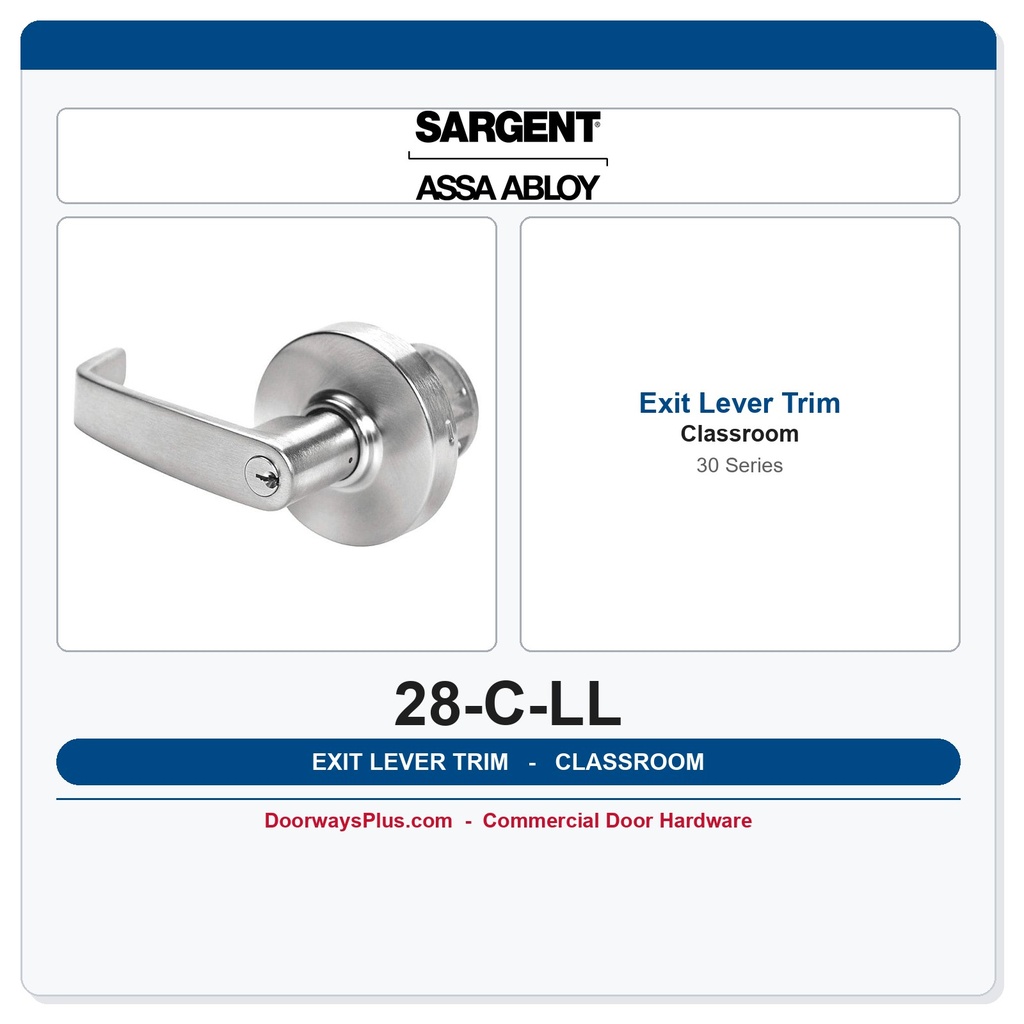 Sargent 28-C-LL Lever Outside Trim – Classroom (ANSI F08) for 3828/3727