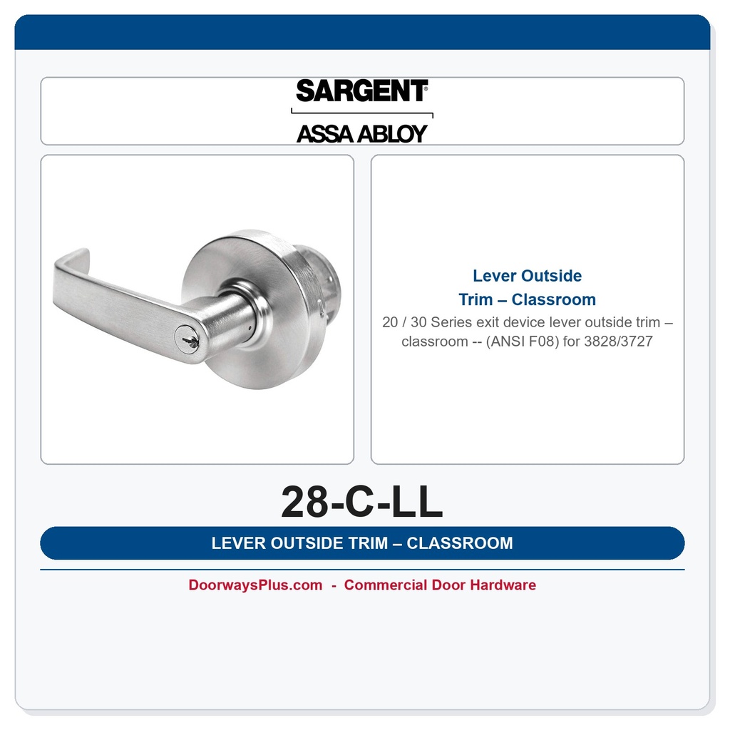 Sargent 28-C-LL Lever Outside Trim – Classroom (ANSI F08) for 3828/3727