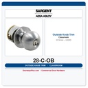 Sargent 28-C-OB Outside Knob Trim | 30 Series Exit Device | US26D Satin Chrome